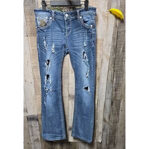 Grace In LA Low Rise Bootcut Camo Jeans 31